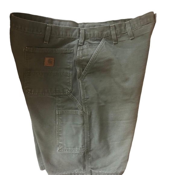 Carhartt Rugged Canvas 100% Cotton Carpenter Cargo Work Short Sz. 44 Olive Green
